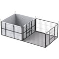 MM Handel  Porodní box pro štěňata, porodní box/ohrádka pro štěňata se 7 panely, 2 sekce, omyvatelná podložka na štěňata, 203x102x60cm PawHut | černá