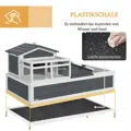 MM Handel   Domek pro želvy, 2 úrovně, pro vnitřní i venkovní použití, balkon, jedlové dřevo, šedá PawHut