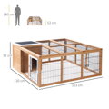 PawHut Venkovní výběh pro hlodavce, králík  sklopná střecha 123 cm x 120 cm x 52 cm HutPaw | hnědá, Barvy a parametry Materiál dřevo