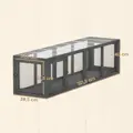 MM Handel  Dřevěný výběh pro kočky s tunelem a 3 dvířky, roztažitelný tunel pro kočky do 10 kg, 151,5 x 38,5 cm PaWHut | šedá