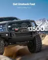 E-CrossStu GmbH​  Elektrický naviják, nosnost 6100 kg, 12V, pro nákladní vozidla se syntetickým lanem Φ9,5 mm x 26 m, bezdrátové a kabelové dálkové ovládání, vodotěsný IP55 pro tažení terénního SUV, jeepu, přívěsu, lodi VEVO355 |černá