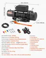 E-CrossStu GmbH​  Elektrický naviják, nosnost 6100 kg, 12V, pro nákladní vozidla se syntetickým lanem Φ9,5 mm x 26 m, bezdrátové a kabelové dálkové ovládání, vodotěsný IP55 pro tažení terénního SUV, jeepu, přívěsu, lodi VEVO355 |černá