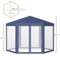 PEPU outsunny Zahradní altán s moskytiérou, Barvy a parametry Modrá