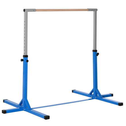 MM Handel  Hrazda na gymnastiku HOCOM, 13stupňová nastavitelná výška, dřevěná a robustní ocelová konstrukce, nosnost až 75 kg, pro 3+ děti, vnitřní i venkovní, modrá