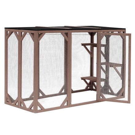Venkovní výběh pro kočky odolný proti povětrnostním vlivům 180x80x112cm, Barvy a parametry Materiál dřevo