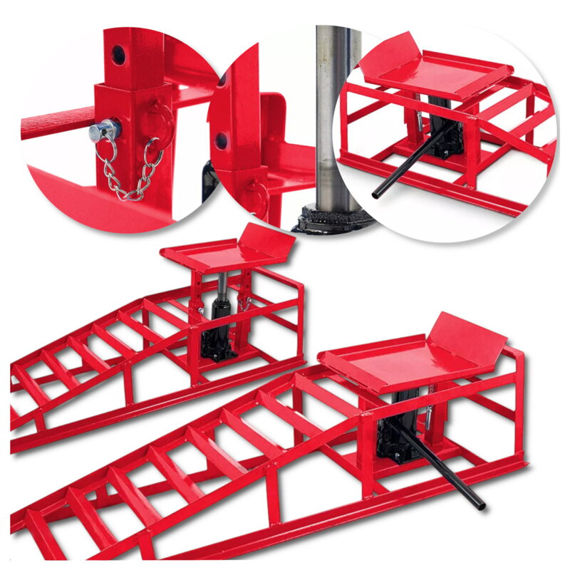 MB TRADE Nájezdová rampa hydraulickým zvedákem sada  2 ks  BITUXX M16786 | červená, Barvy a parametry Červená