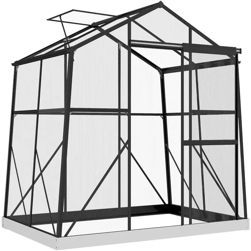 MM Handel  Polykarbonátový skleník odolný proti povětrnostním vlivům, 192 x 192 x 203 cm, Outsunny | černý