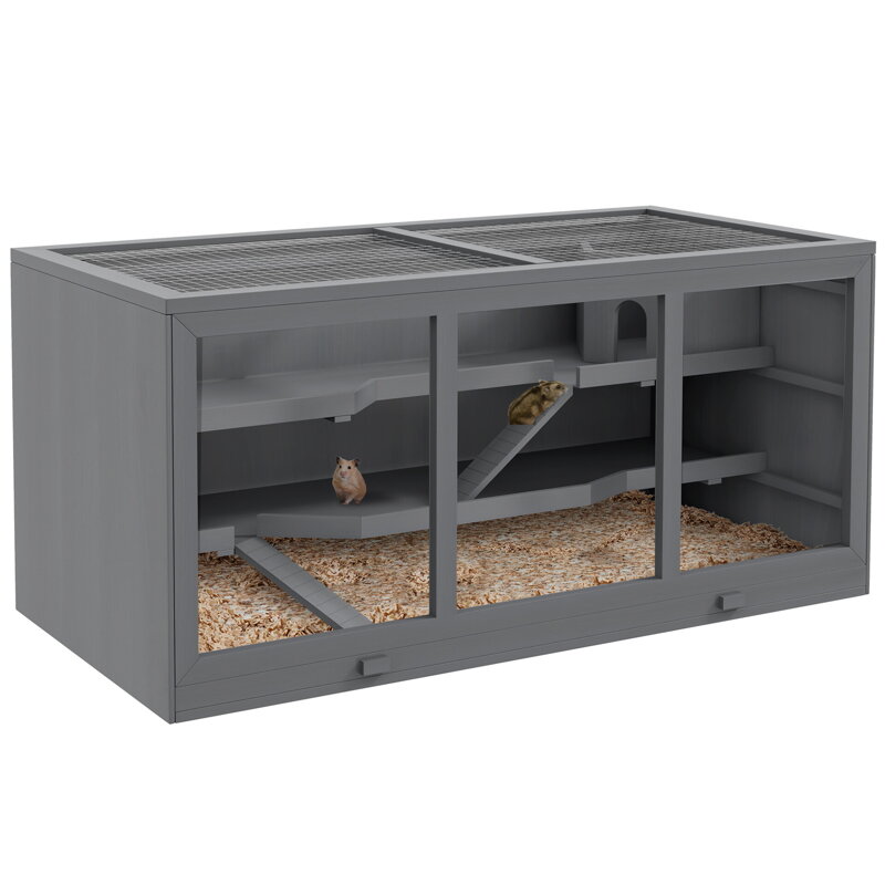 MM Handel  Klec pro trpasličí křečky, klec pro hlodavce, box pro malá zvířata PawHut šedá, Barvy a parametry Materiál dřevo