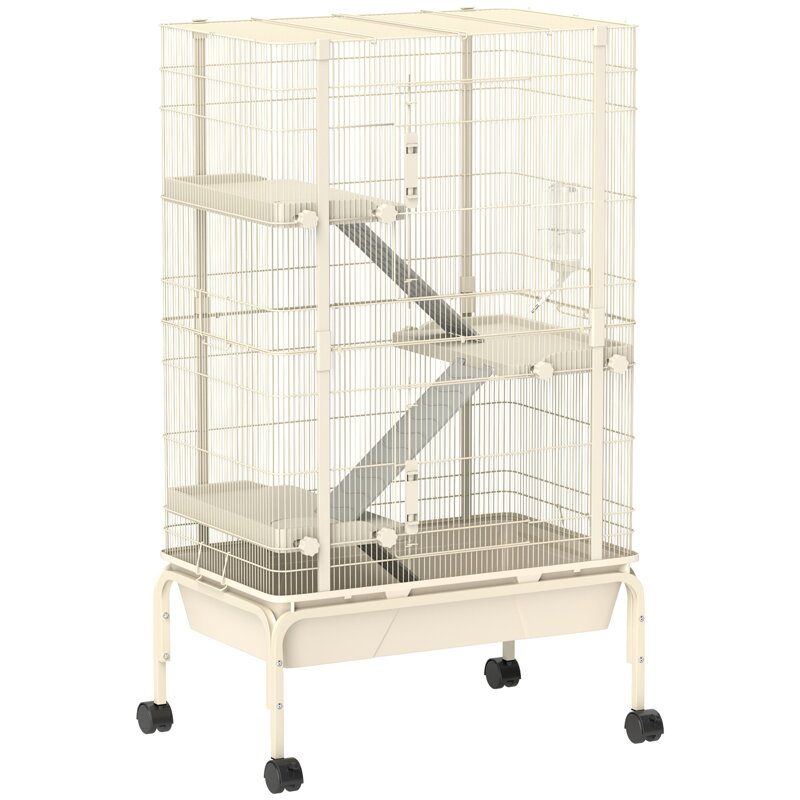 MM Handel  Klec pro malá zvířata, klec pro domácí mazlíčky se 4 úrovněmi, PAWHUT 88 x 48 x 150,5 cm |béžová, Barvy a parametry Materiál kov