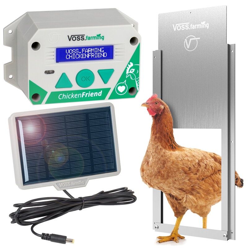 VOSS  Automatická dvířka ke kurníku , dveře 220x330mm , solární panel,  farming "ChickenFriend 561830